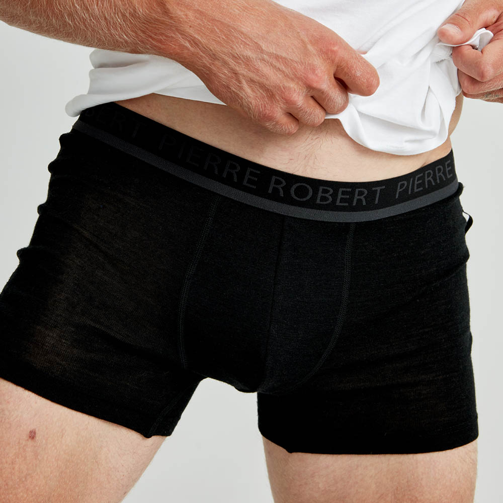 Boxershorts herre ull, Black, hi-res